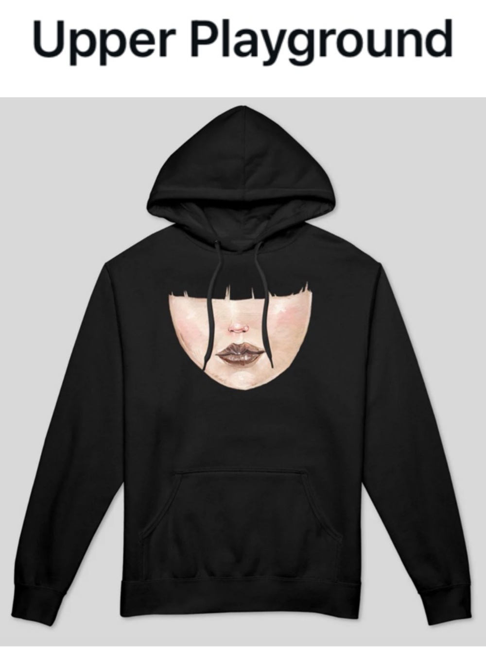 UPPER PLAYGROUND X DAVID CHOE “BANGS” HOODIE BLACK GRAPHIC STREETWEAR ART